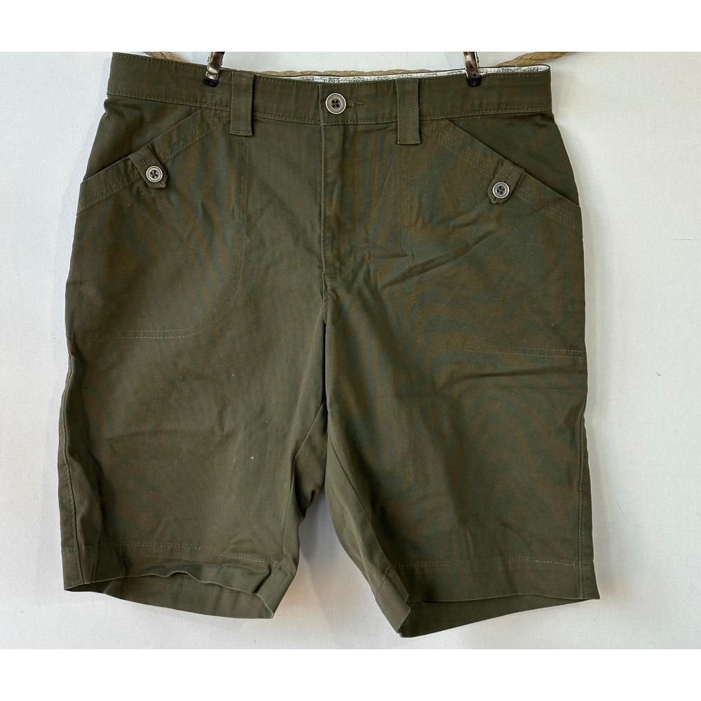 Hiking Shorts Cotton Spandex Twill Womens 8 Medium Olive Green Excellent